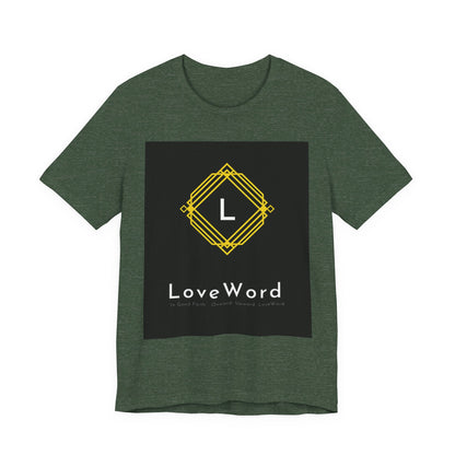 LoveWord Monogram Tee — Geometric Gold Emblem T‑Shirt