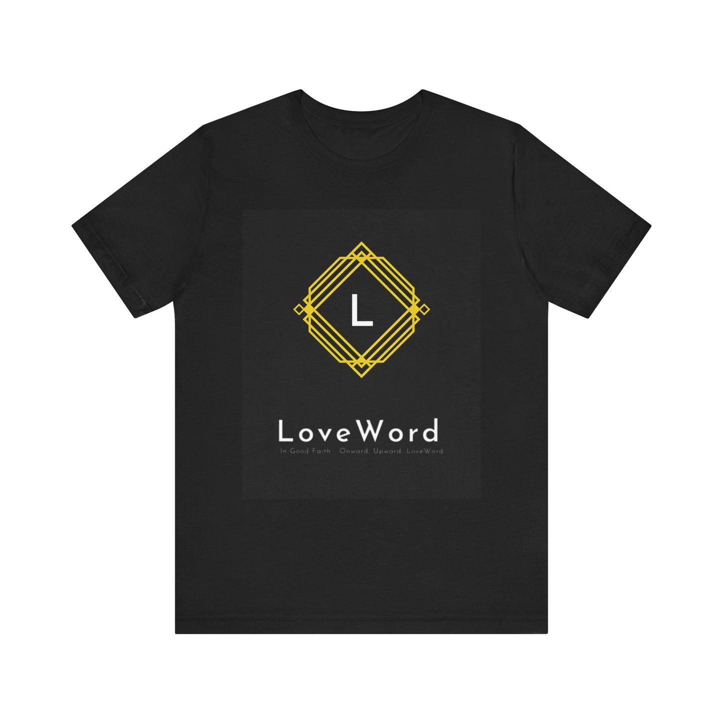LoveWord Monogram Tee — Geometric Gold Emblem T‑Shirt