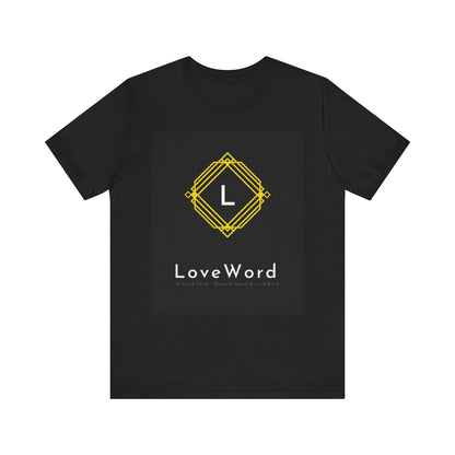 LoveWord Monogram Tee — Geometric Gold Emblem T‑Shirt
