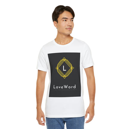 LoveWord Monogram Tee — Geometric Gold Emblem T‑Shirt