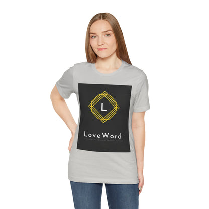 LoveWord Monogram Tee — Geometric Gold Emblem T‑Shirt