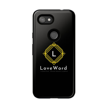 LoveWord Monogram Tough Phone Case — Black Protective iPhone Cover