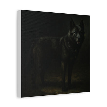 Odin – The Dark Majesty” Premium Poster Print, Black German Shepherd Canvas Wall Art — Dark Moody Animal Portrait
