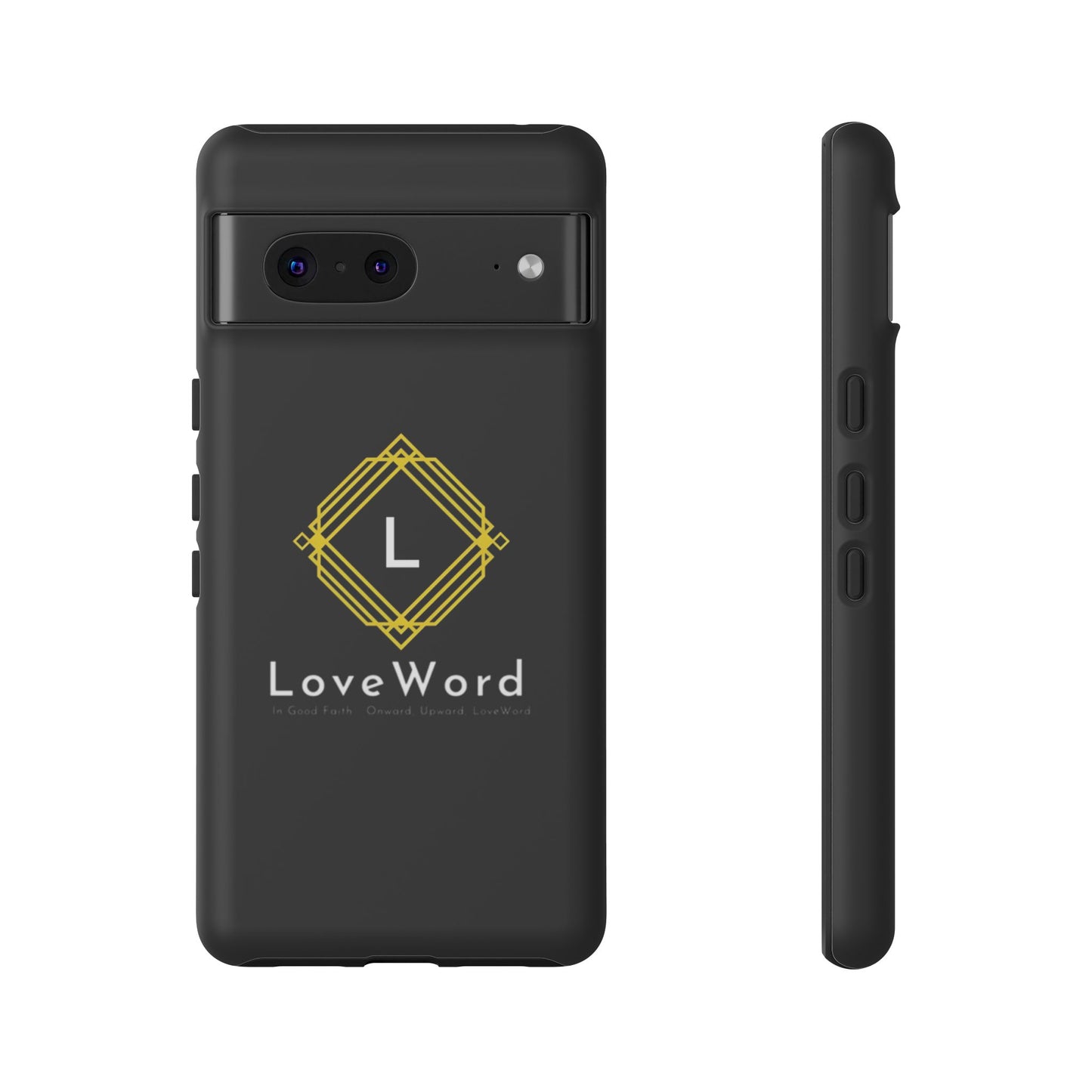 LoveWord Monogram Tough Phone Case — Black Protective iPhone Cover