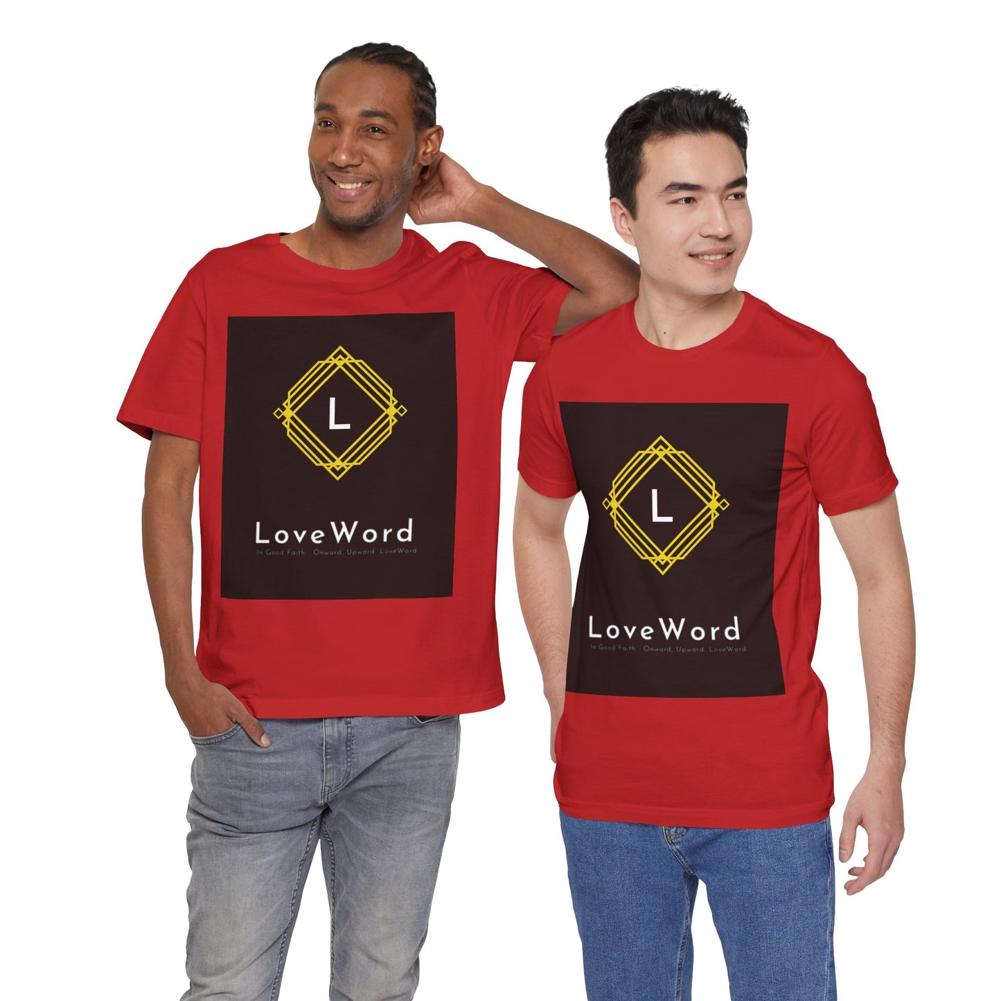 LoveWord Monogram Tee — Geometric Gold Emblem T‑Shirt