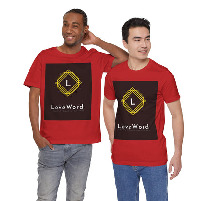 LoveWord Monogram Tee — Geometric Gold Emblem T‑Shirt