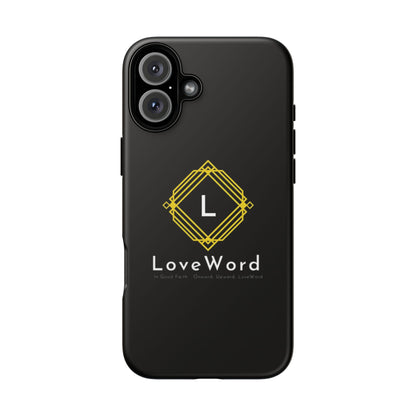 LoveWord Monogram Tough Phone Case — Black Protective iPhone Cover