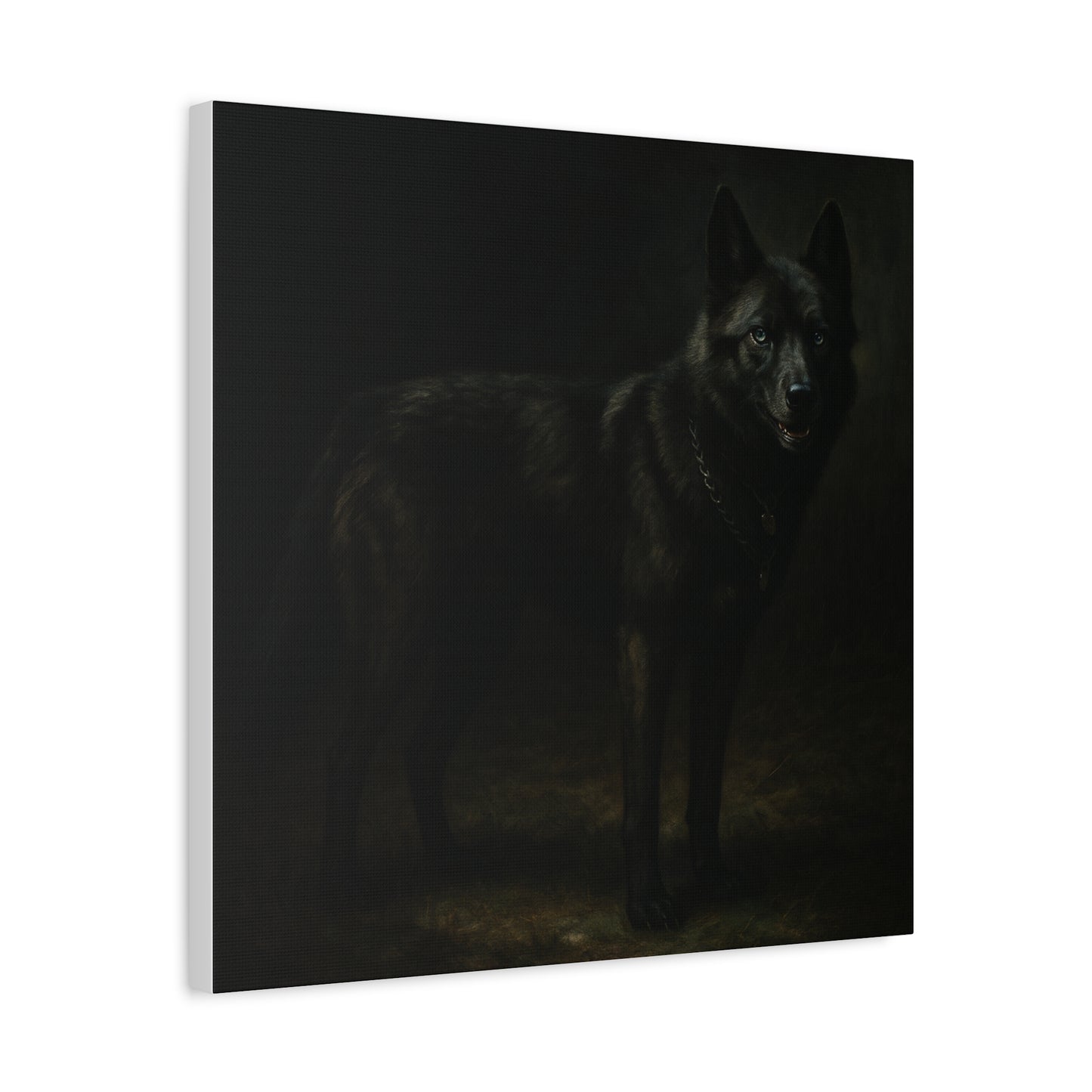 Odin – The Dark Majesty” Premium Poster Print, Black German Shepherd Canvas Wall Art — Dark Moody Animal Portrait