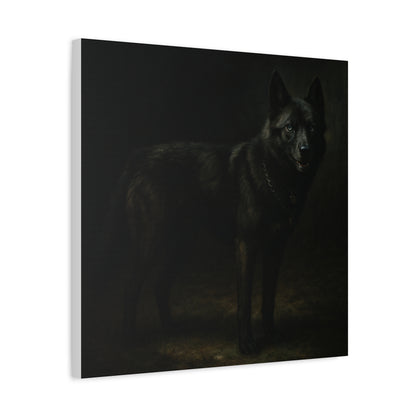 Odin – The Dark Majesty” Premium Poster Print, Black German Shepherd Canvas Wall Art — Dark Moody Animal Portrait