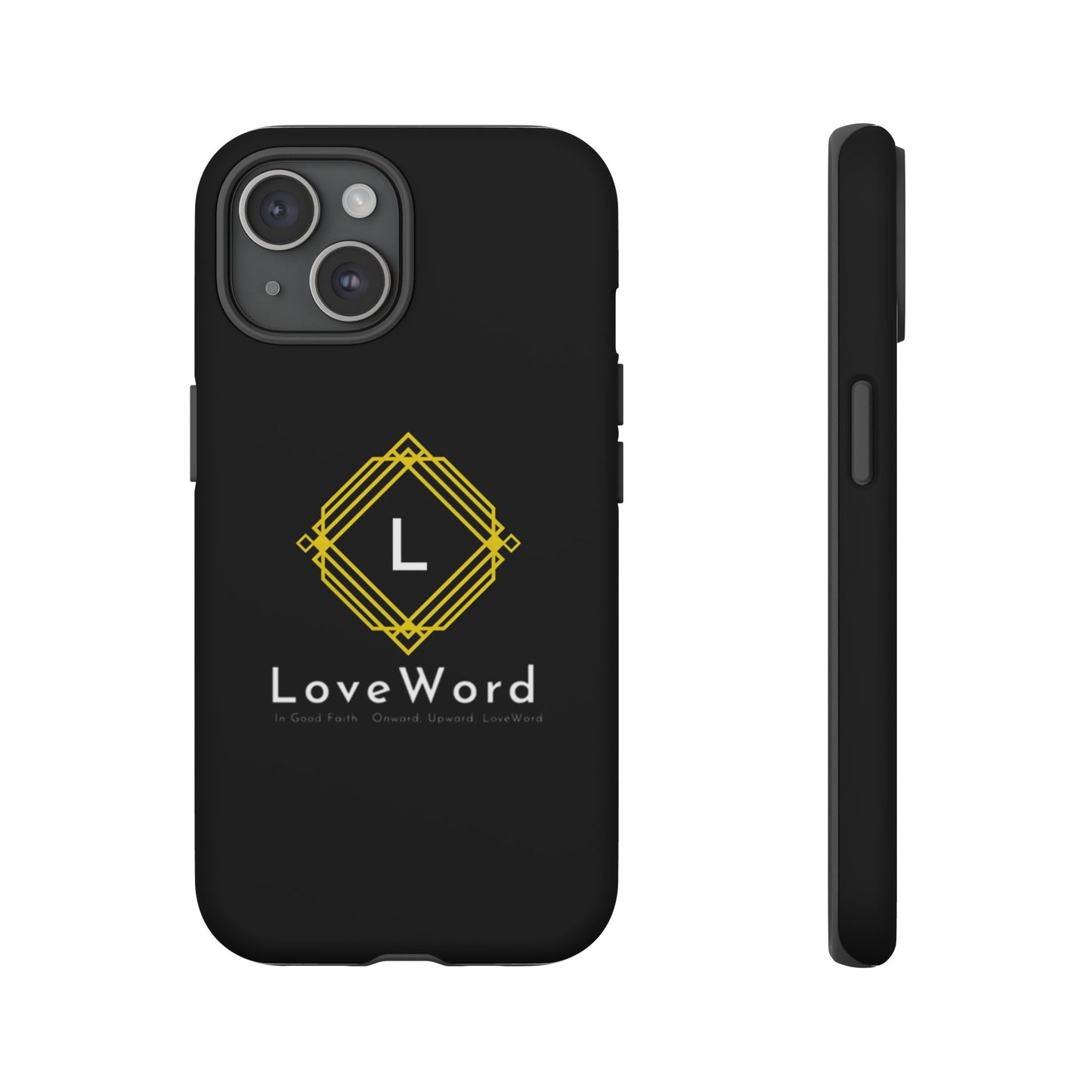 LoveWord Monogram Tough Phone Case — Black Protective iPhone Cover