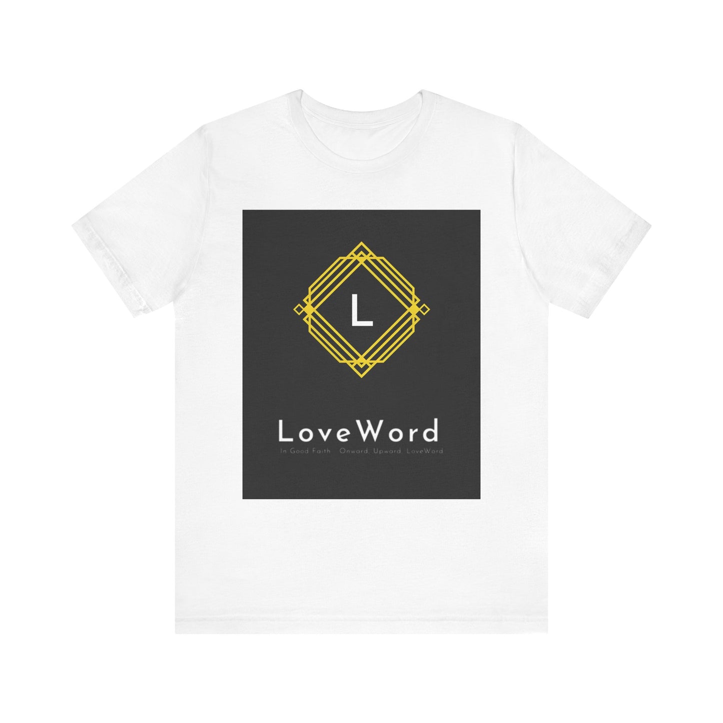 LoveWord Monogram Tee — Geometric Gold Emblem T‑Shirt