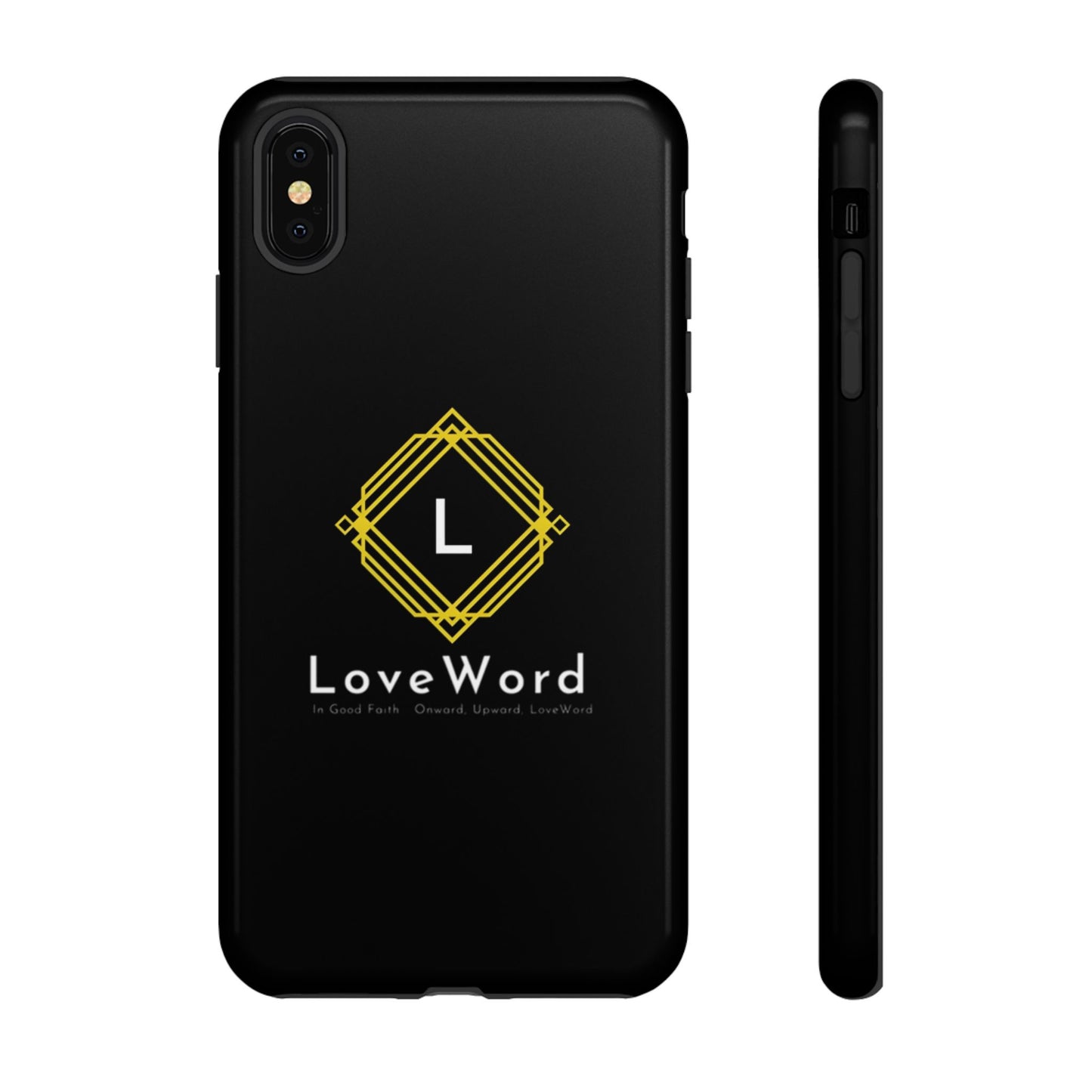 LoveWord Monogram Tough Phone Case — Black Protective iPhone Cover