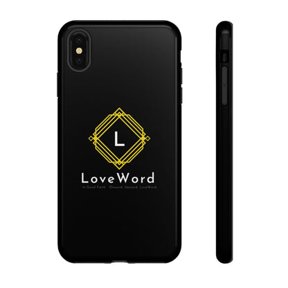 LoveWord Monogram Tough Phone Case — Black Protective iPhone Cover