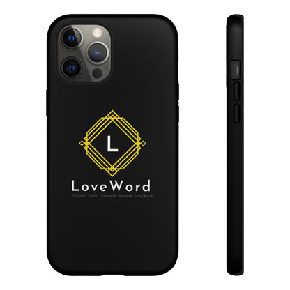 LoveWord Monogram Tough Phone Case — Black Protective iPhone Cover