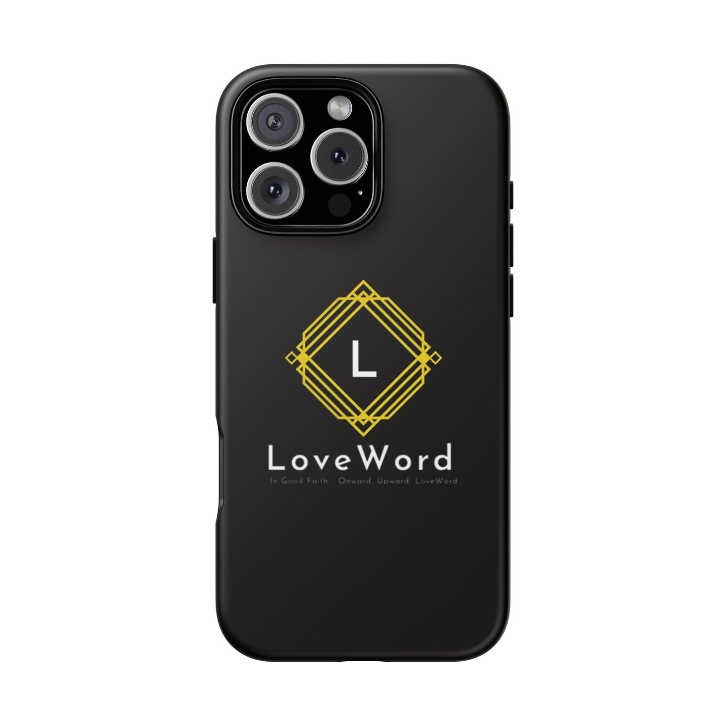 LoveWord Monogram Tough Phone Case — Black Protective iPhone Cover