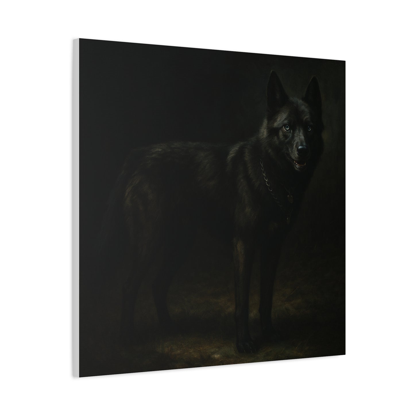Odin – The Dark Majesty” Premium Poster Print, Black German Shepherd Canvas Wall Art — Dark Moody Animal Portrait
