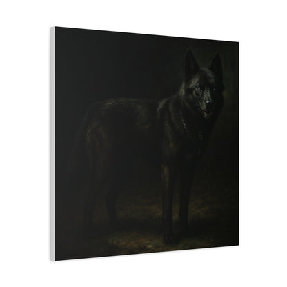 Odin – The Dark Majesty” Premium Poster Print, Black German Shepherd Canvas Wall Art — Dark Moody Animal Portrait