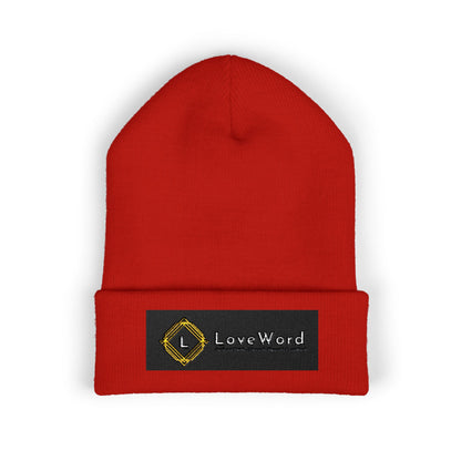 Embroidered 'LoveWord' Logo Cuffed Beanie