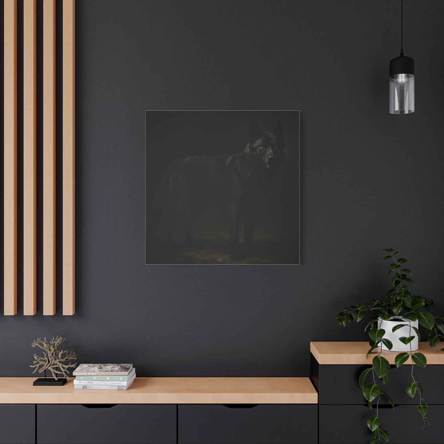 Odin – The Dark Majesty” Premium Poster Print, Black German Shepherd Canvas Wall Art — Dark Moody Animal Portrait