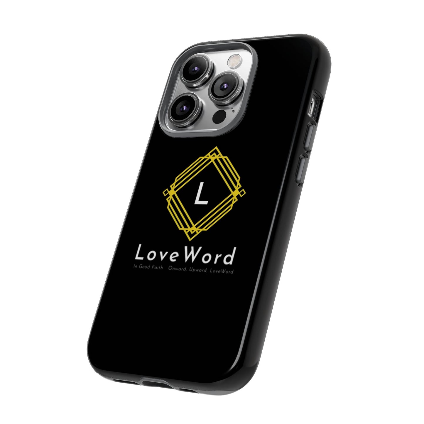 LoveWord Monogram Tough Phone Case — Black Protective iPhone Cover