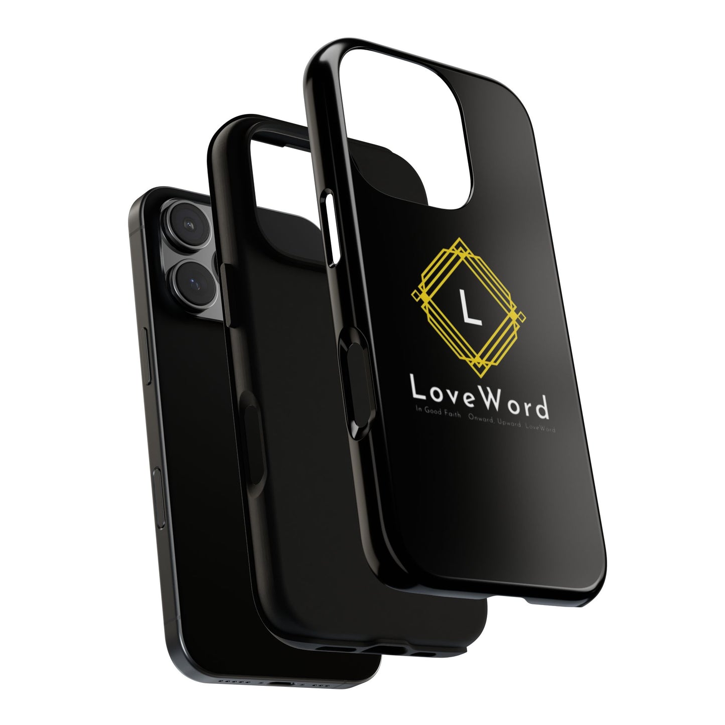 LoveWord Monogram Tough Phone Case — Black Protective iPhone Cover