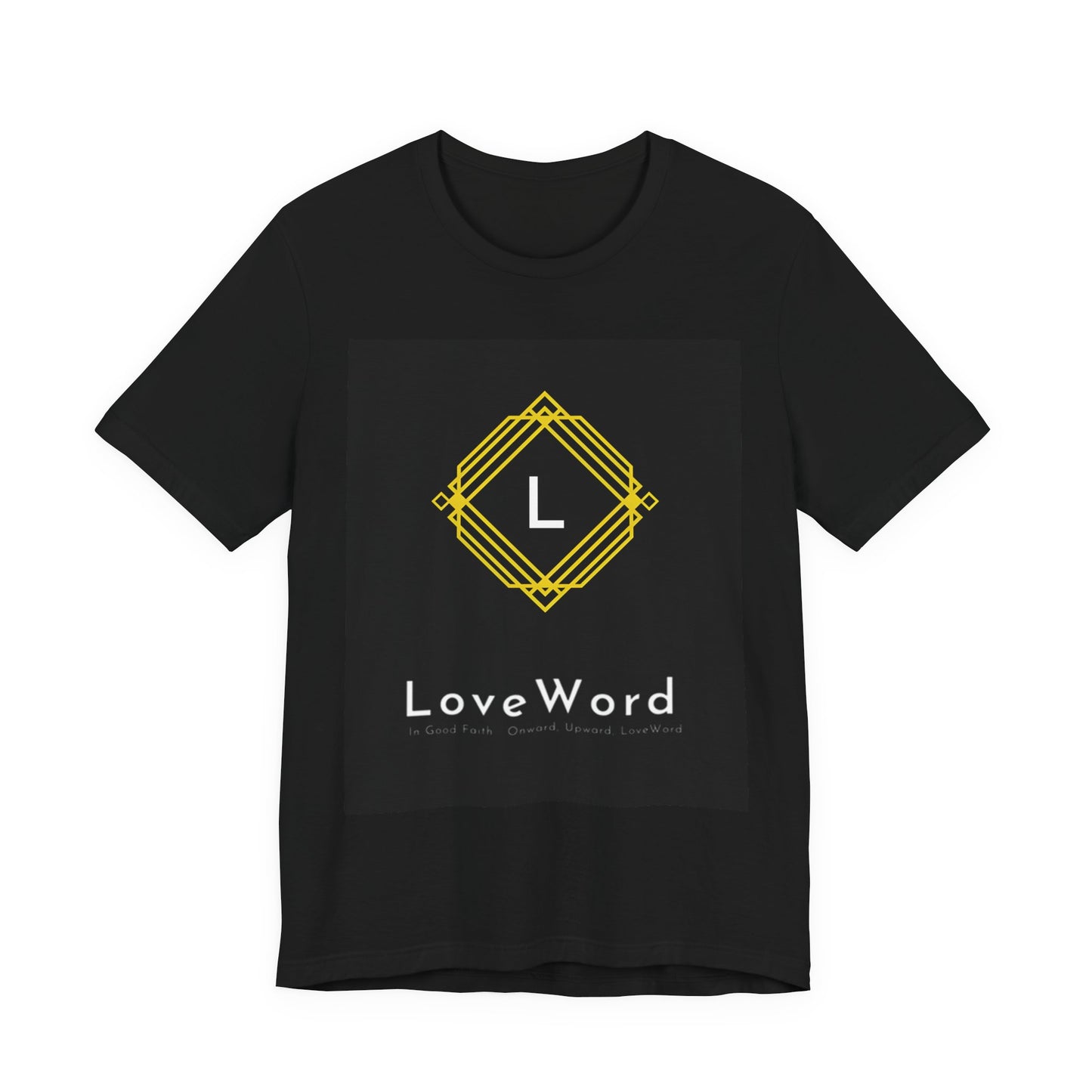 LoveWord Monogram Tee — Geometric Gold Emblem T‑Shirt