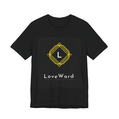 LoveWord Monogram Tee — Geometric Gold Emblem T‑Shirt