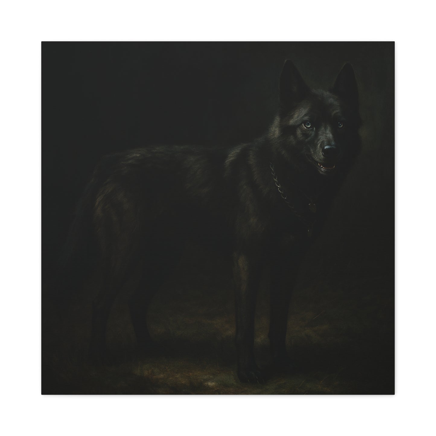 Odin – The Dark Majesty” Premium Poster Print, Black German Shepherd Canvas Wall Art — Dark Moody Animal Portrait