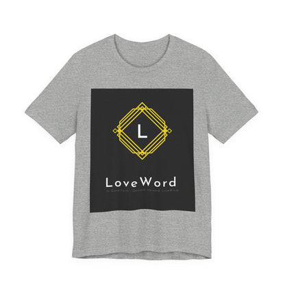 LoveWord Monogram Tee — Geometric Gold Emblem T‑Shirt