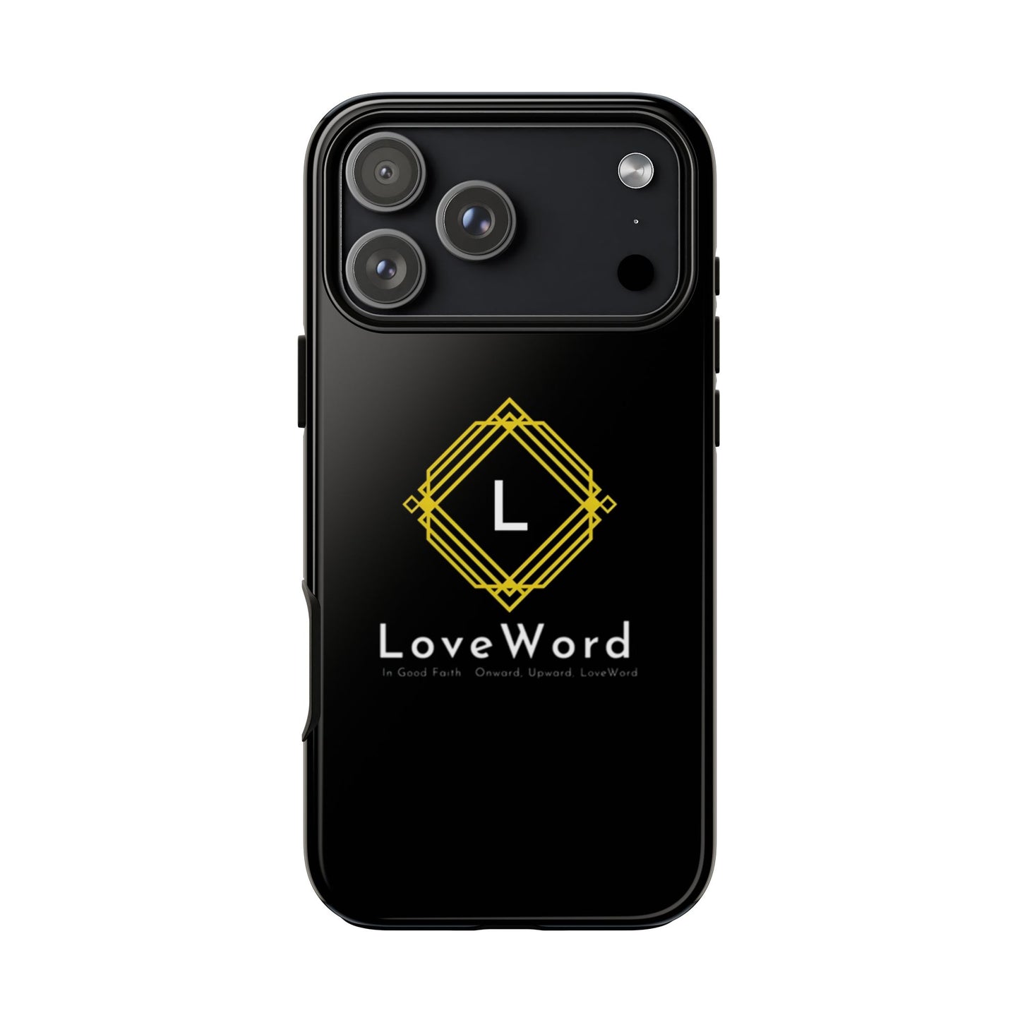 LoveWord Monogram Tough Phone Case — Black Protective iPhone Cover