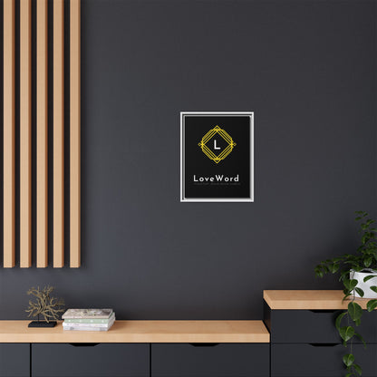 Framed Matte Canvas Art – LoveWord Gold Emblem on Black