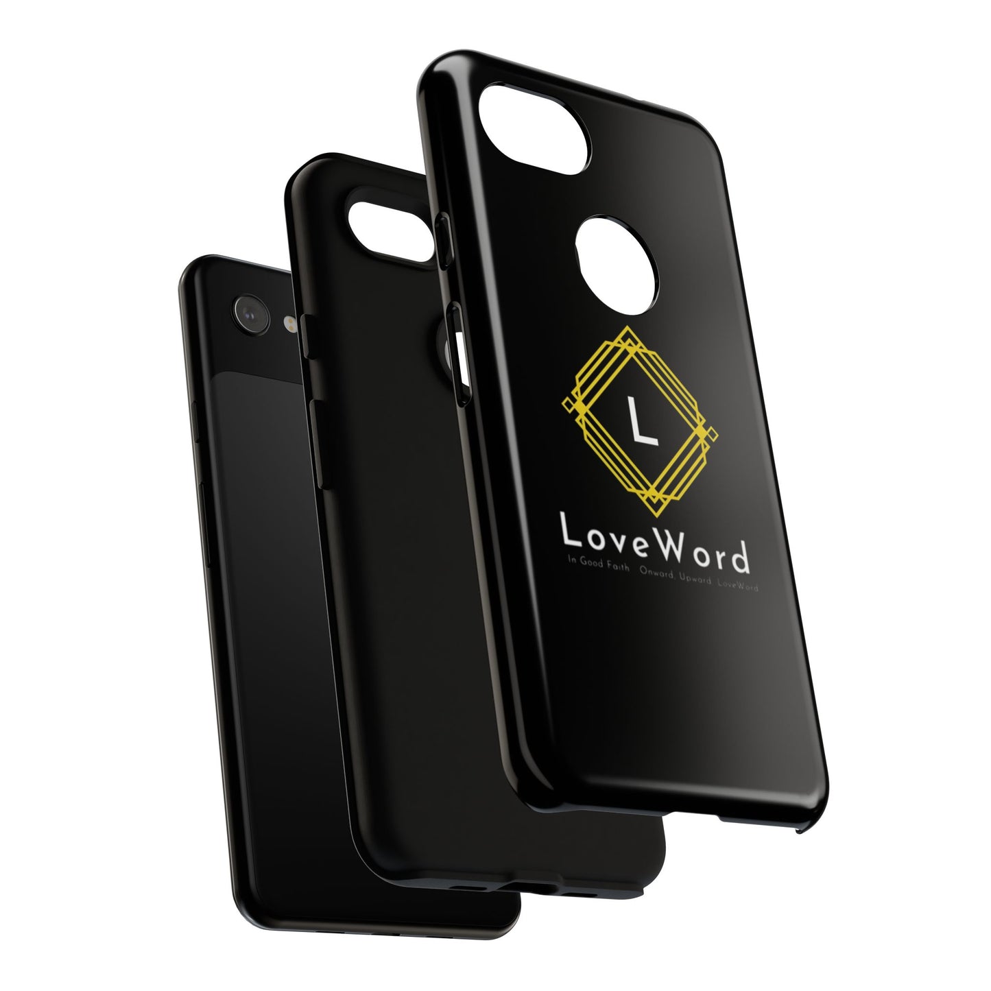 LoveWord Monogram Tough Phone Case — Black Protective iPhone Cover