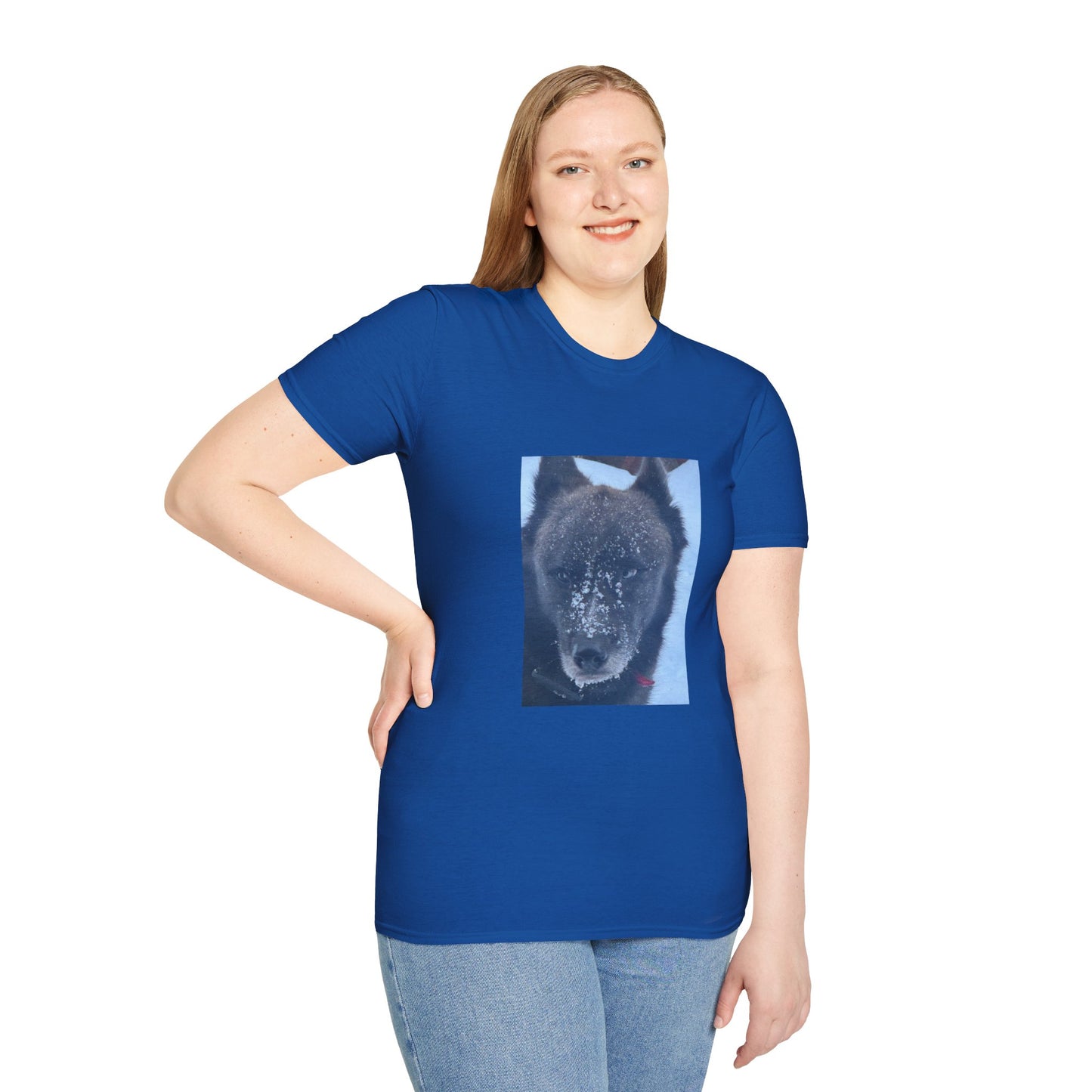 Wolf Face T‑Shirt  Frosty Snow Dog Portrait Tee