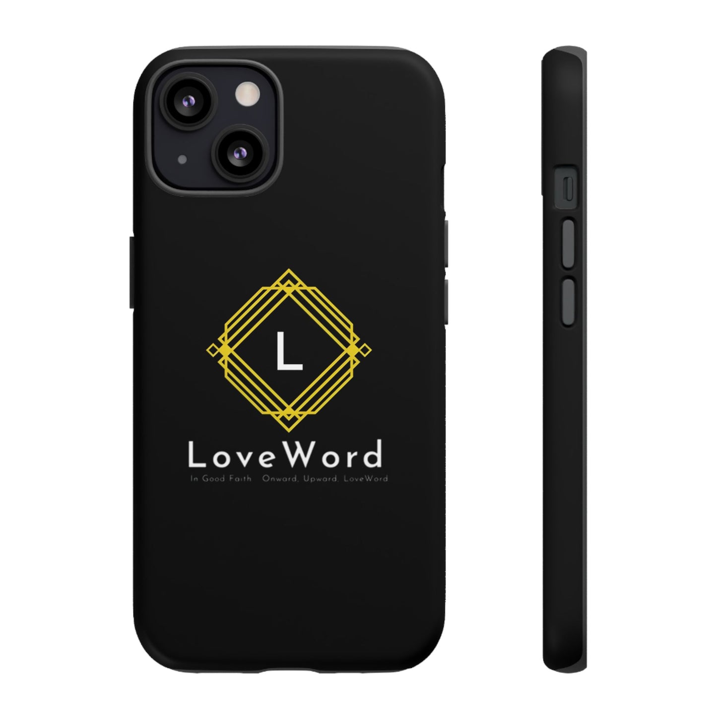 LoveWord Monogram Tough Phone Case — Black Protective iPhone Cover