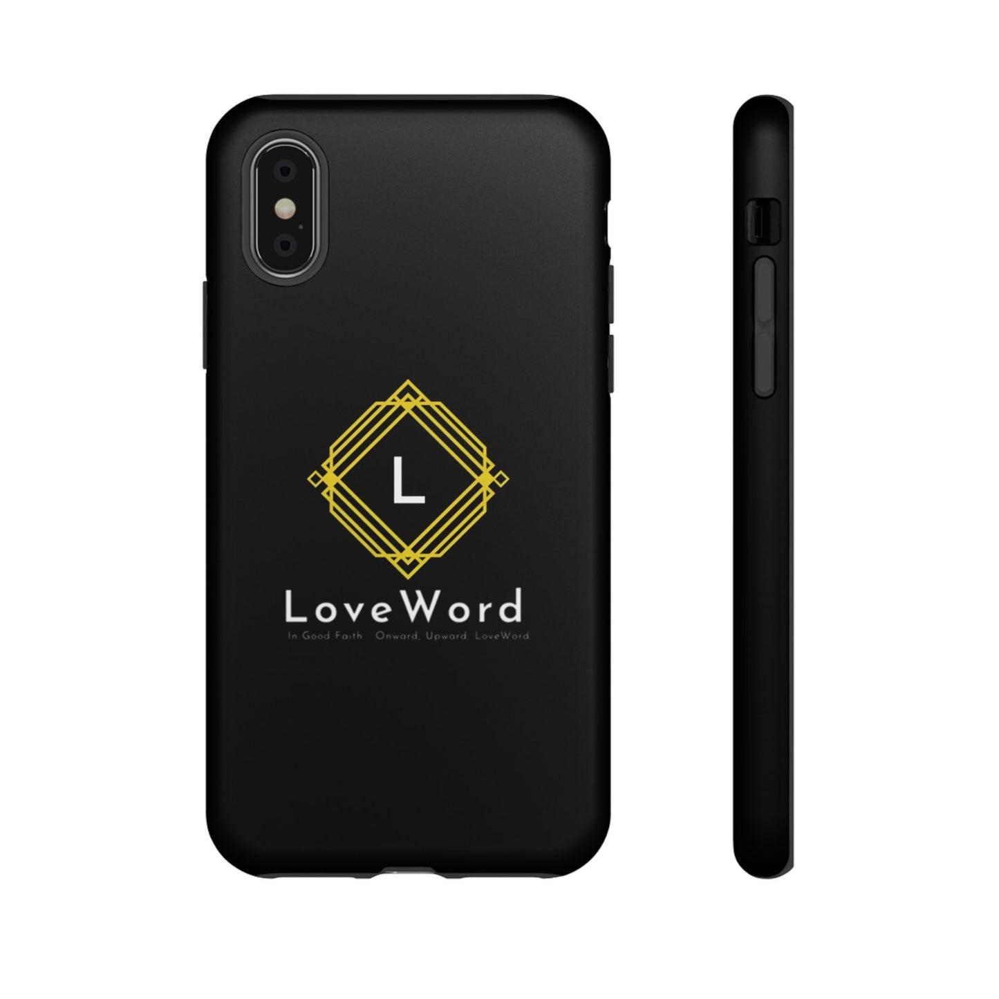 LoveWord Monogram Tough Phone Case — Black Protective iPhone Cover