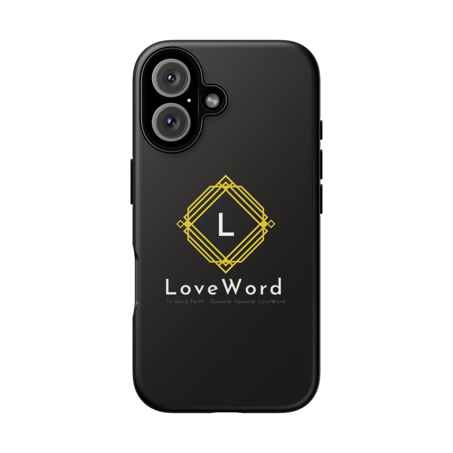 LoveWord Monogram Tough Phone Case — Black Protective iPhone Cover