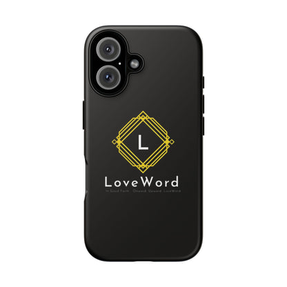 LoveWord Monogram Tough Phone Case — Black Protective iPhone Cover