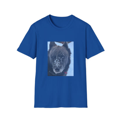 Wolf Face T‑Shirt  Frosty Snow Dog Portrait Tee