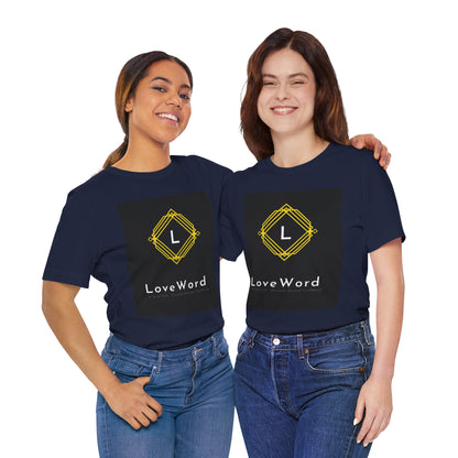 LoveWord Monogram Tee — Geometric Gold Emblem T‑Shirt