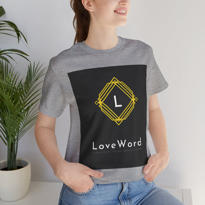 LoveWord Monogram Tee — Geometric Gold Emblem T‑Shirt
