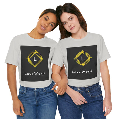 LoveWord Monogram Tee — Geometric Gold Emblem T‑Shirt