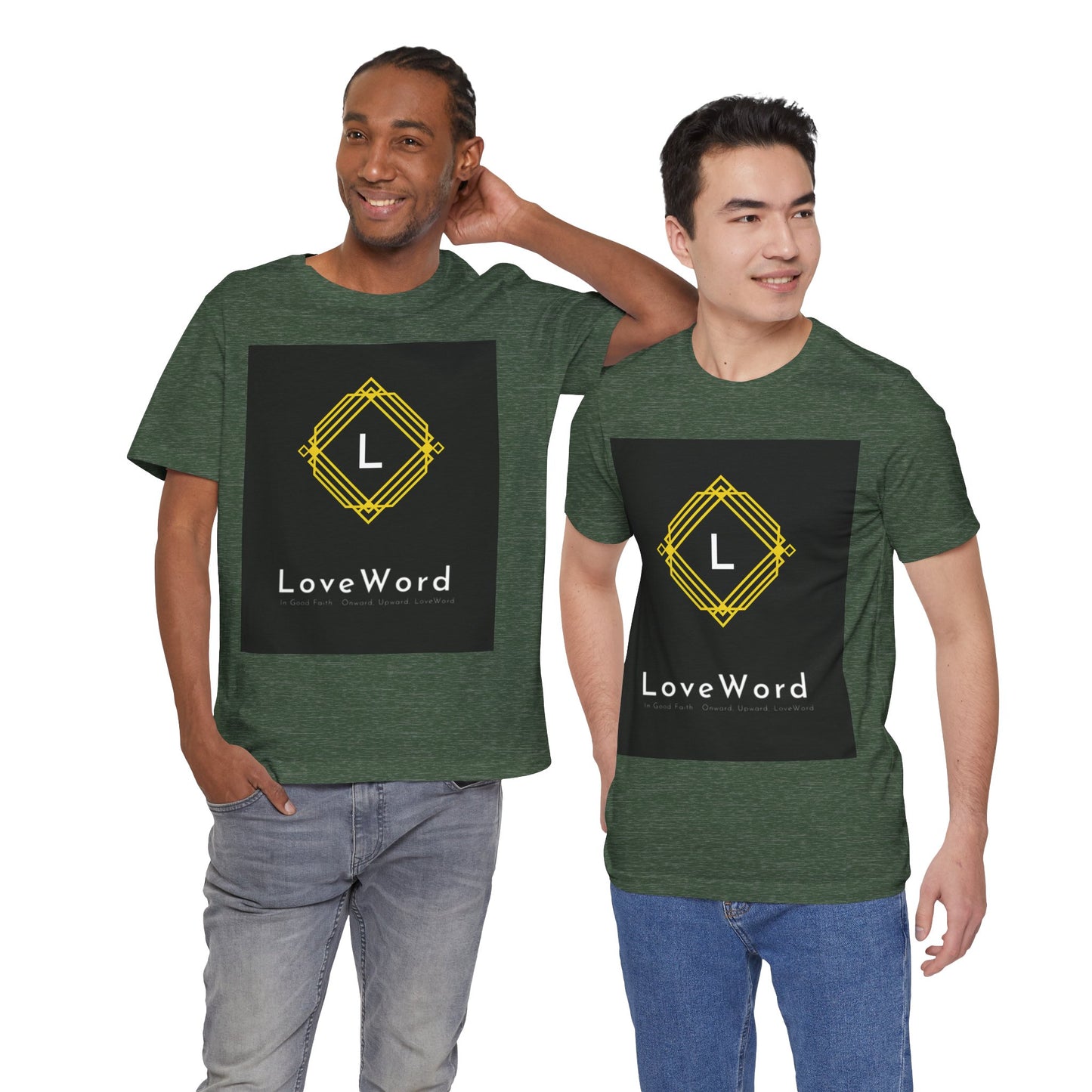 LoveWord Monogram Tee — Geometric Gold Emblem T‑Shirt