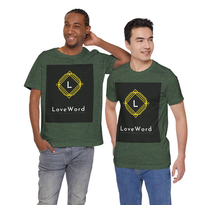 LoveWord Monogram Tee — Geometric Gold Emblem T‑Shirt
