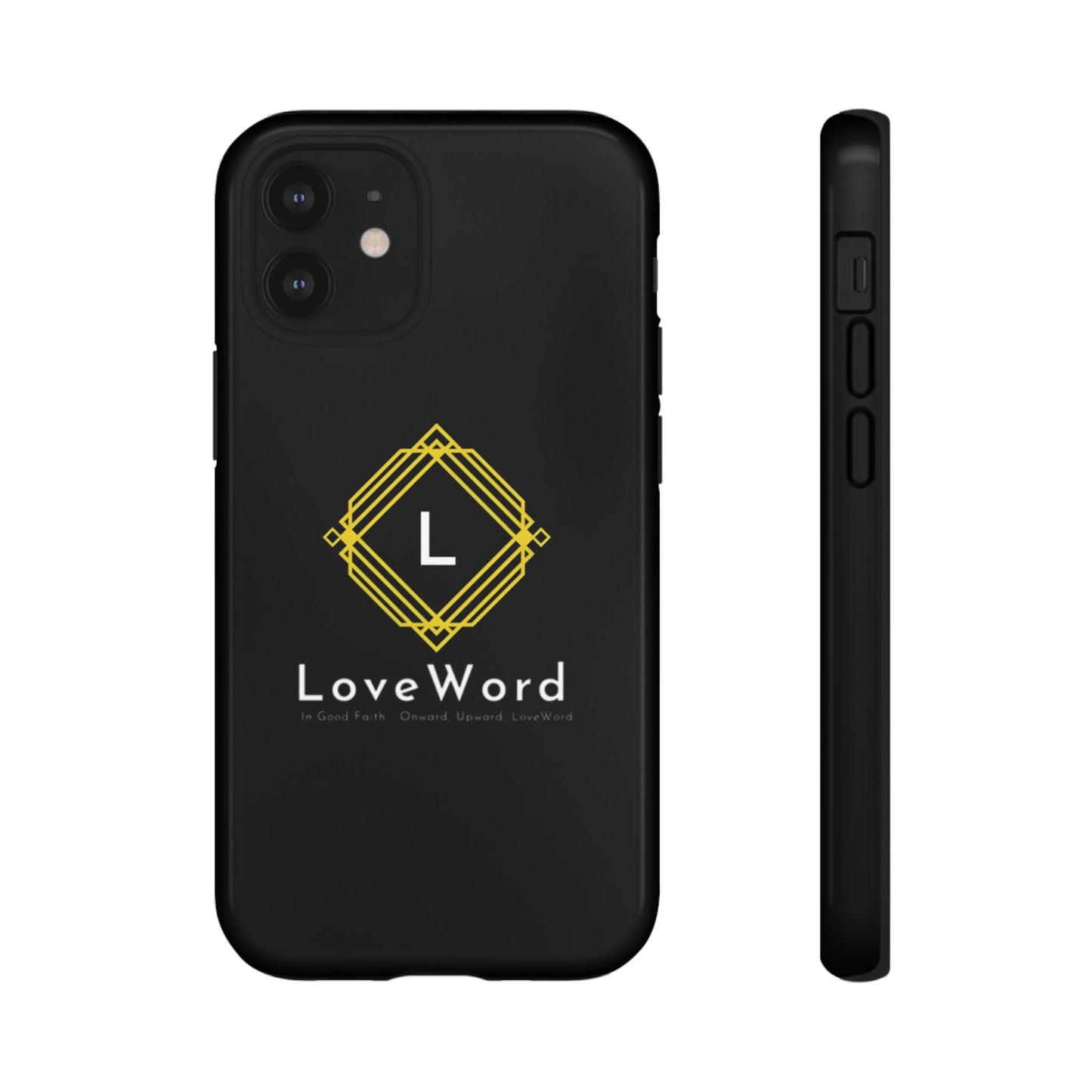 LoveWord Monogram Tough Phone Case — Black Protective iPhone Cover