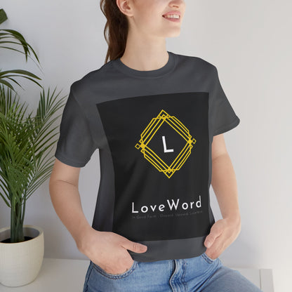LoveWord Monogram Tee — Geometric Gold Emblem T‑Shirt