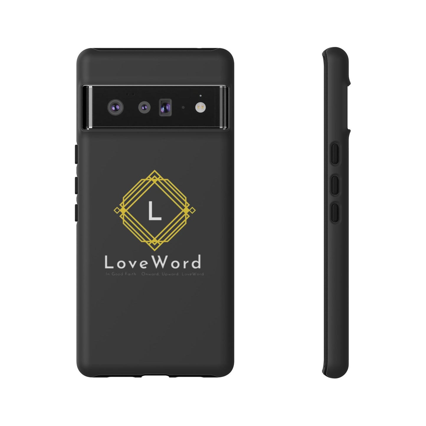 LoveWord Monogram Tough Phone Case — Black Protective iPhone Cover