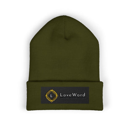 Embroidered 'LoveWord' Logo Cuffed Beanie