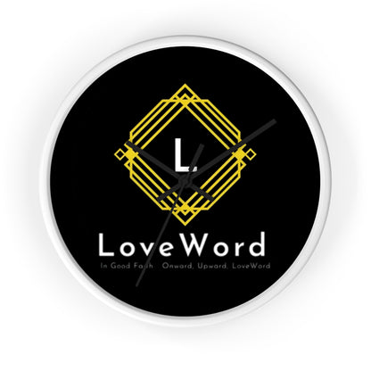 LoveWord Logo Wall Clock — Modern Black & Gold Decorative Clock