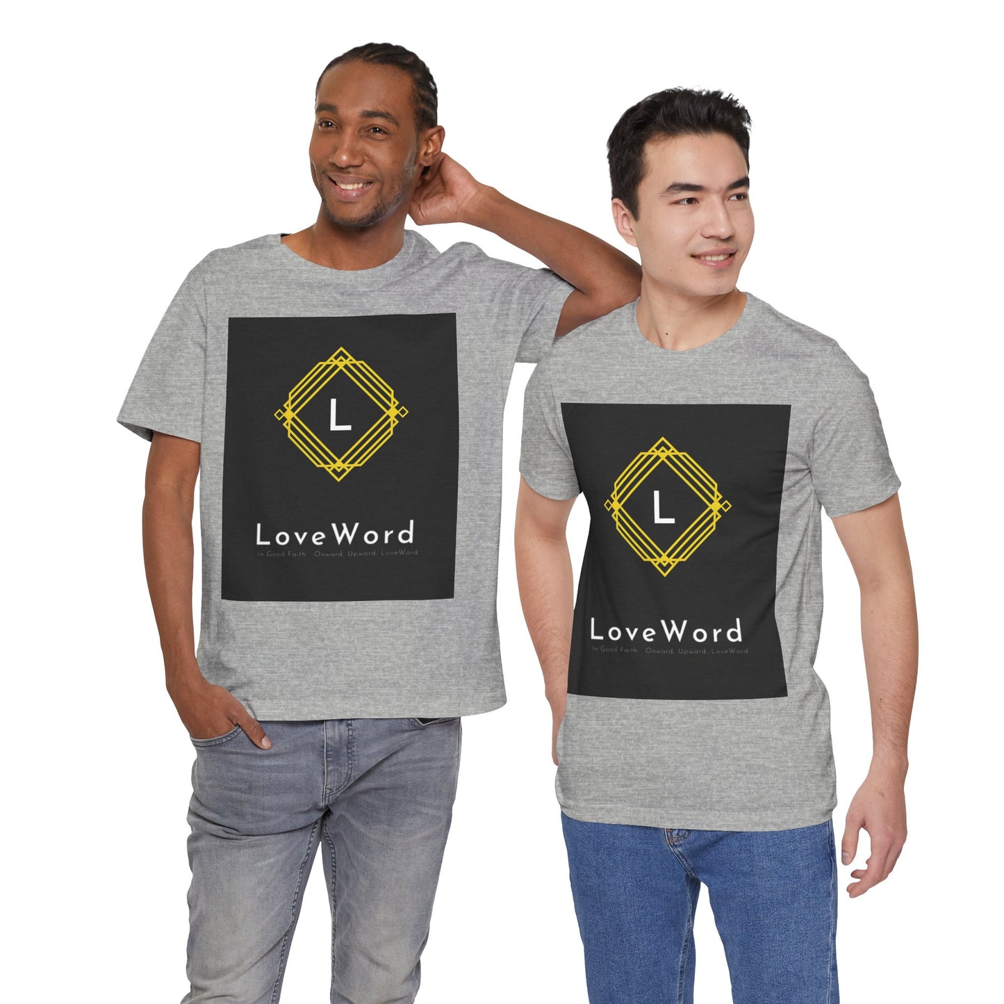 LoveWord Monogram Tee — Geometric Gold Emblem T‑Shirt