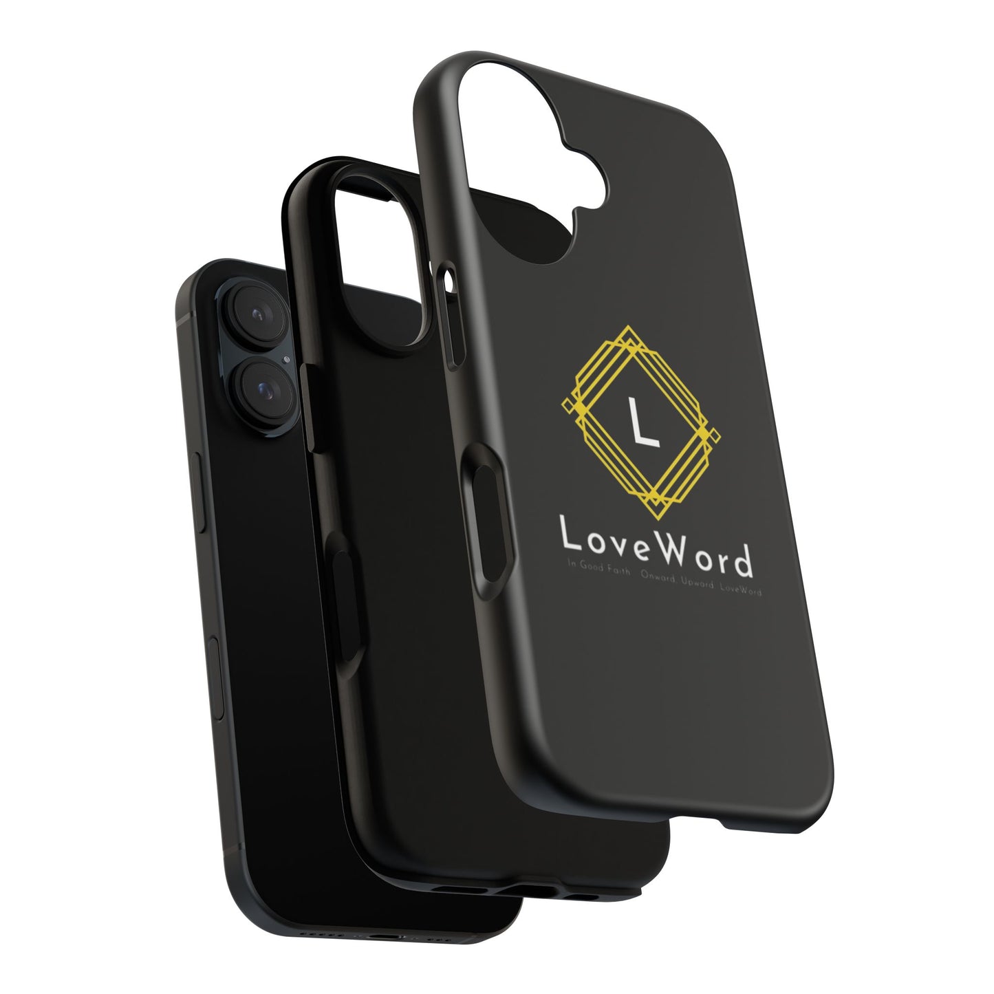 LoveWord Monogram Tough Phone Case — Black Protective iPhone Cover